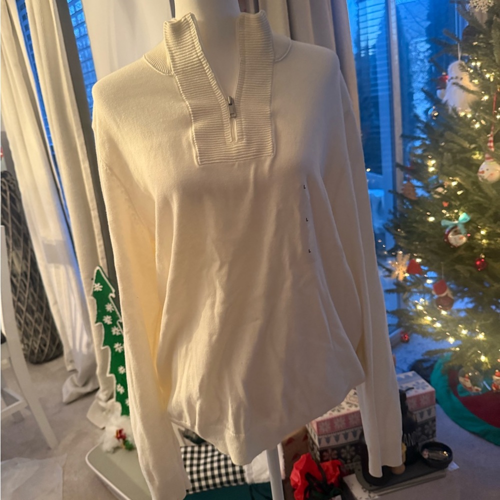 Alfani Cream Zip-Up Sweater